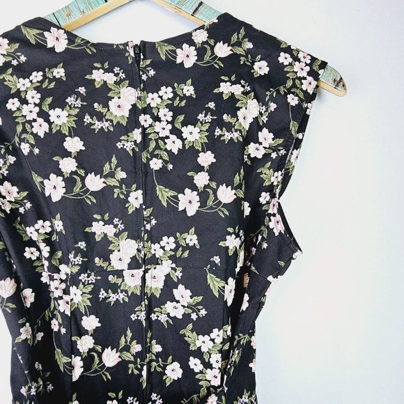 Vintage 1980's Joni Blair Floral Sweetheart Neckline Button-up Jumpsuit - Picture 8 of 12